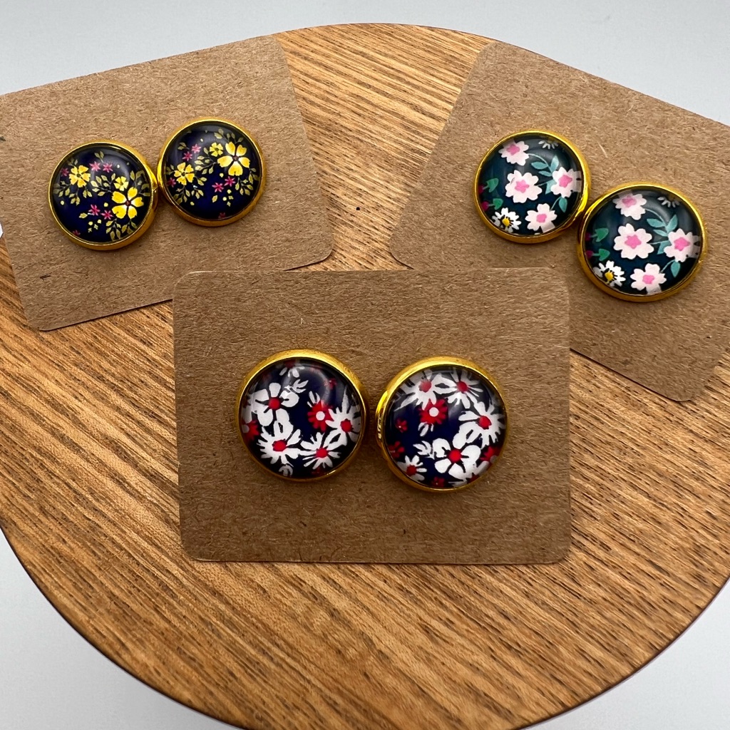 Gold Colorful Floral Stud Earrings - Classic Boho Flower Stud Earring Set 22$